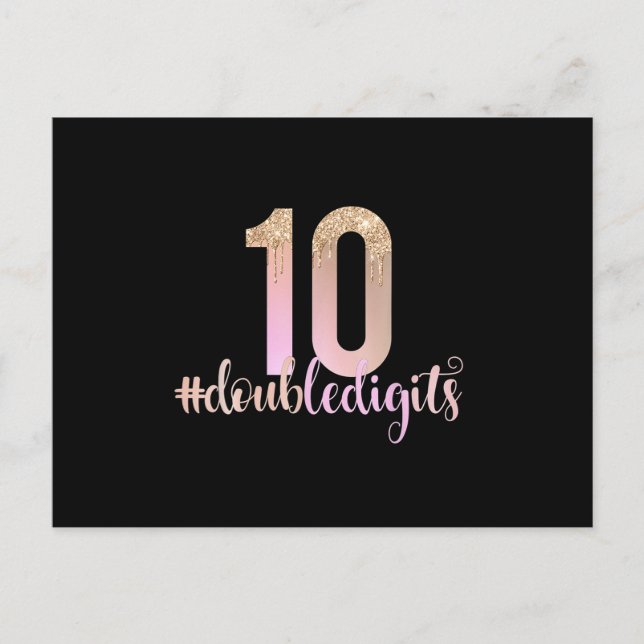 Carte Postale 10e anniversaire Double Chiffres Filles Dégradé de (Devant)