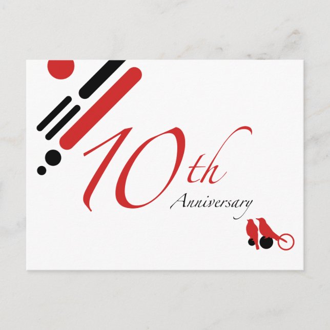 Carte Postale 10e anniversaire (oiseaux mod) (Devant)