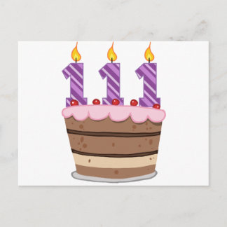 Carte Postale 111 ans sur le gâteau d'anniversaire