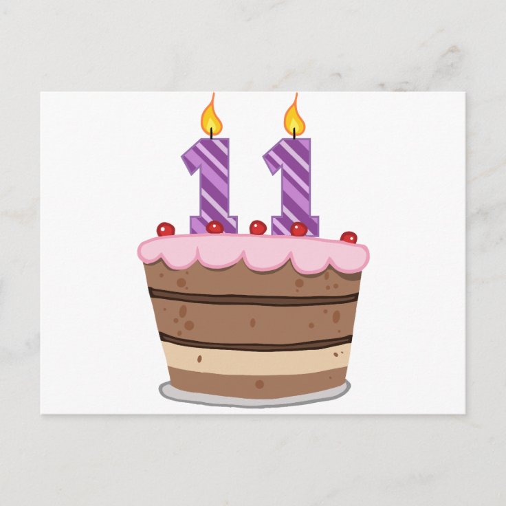 Carte Postale 11 Ans Sur Le Gateau D Anniversaire Zazzle Fr