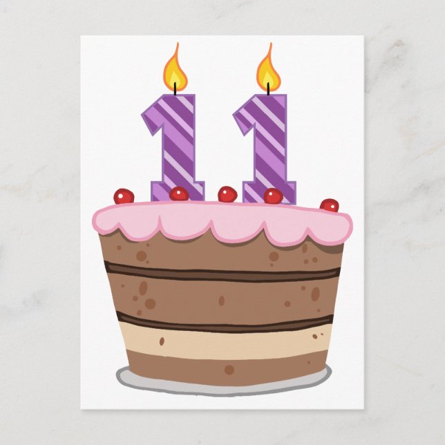 Carte Postale 11 ans sur le gâteau d'anniversaire (Devant)