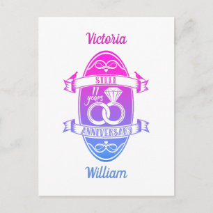 Carte Postale 11 ans traditionnel acier 11e anniversaire mariage