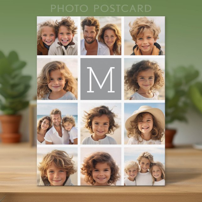 Carte Postale 11 Collage de photos Monogramme PEUT MODIFIER LA C (Photo Postcard)