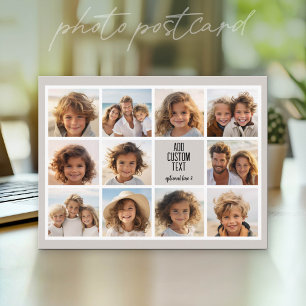 Carte Postale 11 Collage Photo - Moderne Minimaliste Blanc sur T