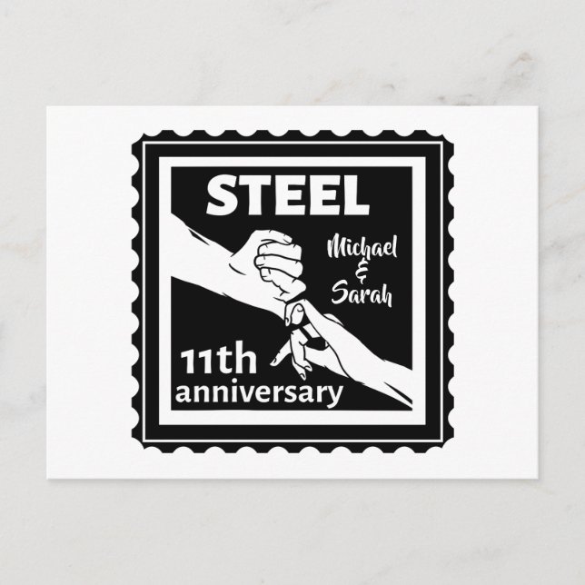 Carte Postale 11e anniversaire du mariage tenant la main (Devant)