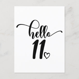 Carte Postale 11e anniversaire Filles Bonjour Onze mignonne 11 a