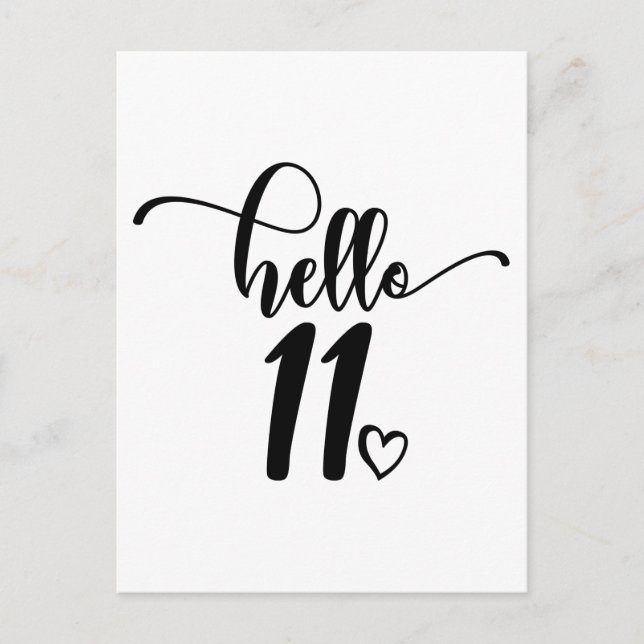 Carte Postale 11e anniversaire Filles Bonjour Onze mignonne 11 a (Devant)