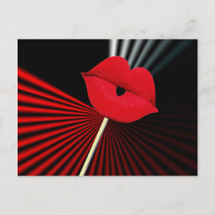 CARTE POSTALE 1253 BLACK RED WHITE MOUTH KISS