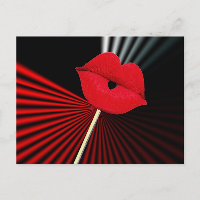 CARTE POSTALE 1253 BLACK RED WHITE MOUTH KISS (Devant)