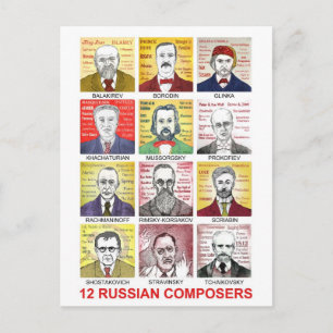 Carte Postale 12 compositeurs russes