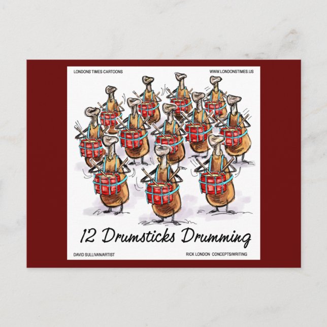 Carte Postale 12 Drumbks Drumming Rick London Funny (Devant)