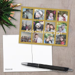 Carte Postale 12 Insta Photo Collage with Gold Background<br><div class="desc">Add your favorite pics to this fun template. You can use Instagram photos or any photos for this grid.</div>
