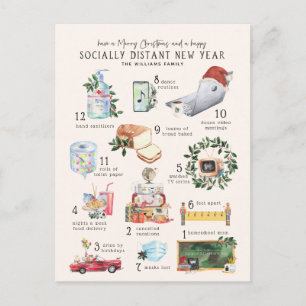 Carte Postale 12 Jours de Covid Vacances de Noël "Quarantine"