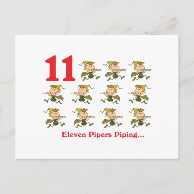 Carte Postale 12 jours onze pipers qui jouent de la cornemuse (Devant)