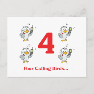 Carte Postale 12 jours quatre oiseaux chanteurs