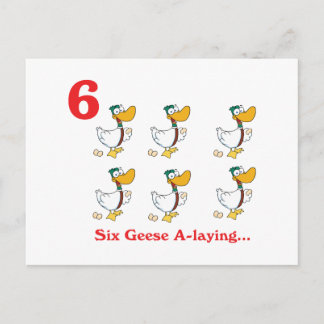 Carte Postale 12 jours six oies pondent