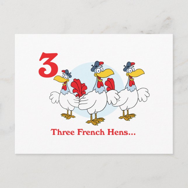 Carte Postale 12 jours trois poules françaises (Devant)