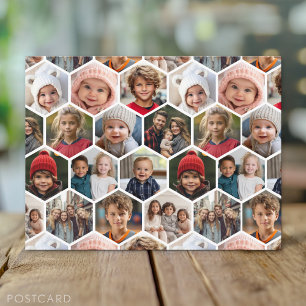 Carte Postale 12 Photo Collage - motif hexagone funky