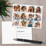 Carte Postale 12 Photo Instagram Collage avec Arrière - plan bla<br><div class="desc">Ajoutez vos photos préférées à ce modèle amusant. Vous pouvez utiliser des photos Instagram ou n'importe quelle photo pour cette grille.</div>