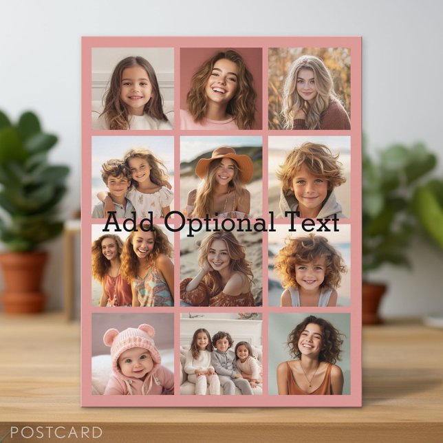 Carte Postale 12 Photo Instagram Collage - Pastel Coral Rose (Photo Collage Postcard)
