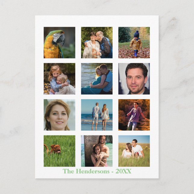Carte Postale 12 Photos de Famille Personnalisées en Collage (Devant)