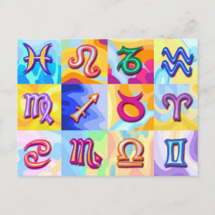 Carte Postale 12 Signes zodiaques Pop Art