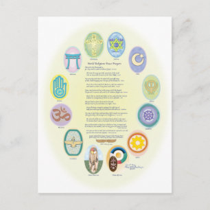 Carte Postale 12 Symboles et prières de religion du monde