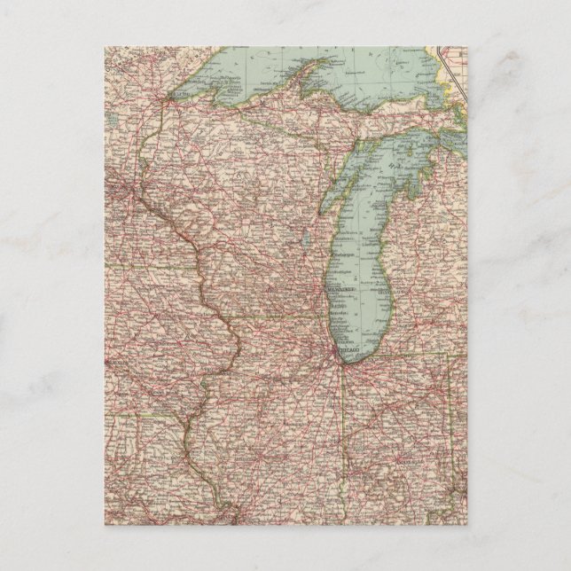 Carte Postale 13435 Mich, Wis, Minn, Ia, Mo, Ill, Ind, Ky (Devant)