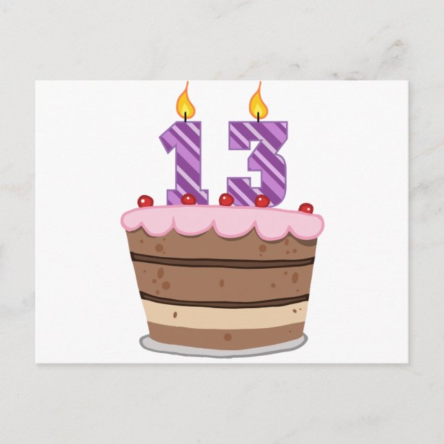 Carte Postale 13 ans sur le gâteau d'anniversaire (Devant)