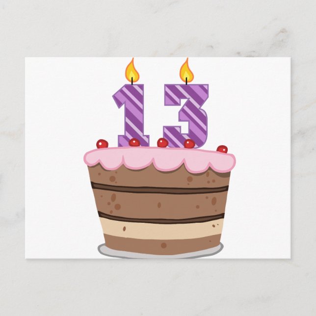 Carte Postale 13 ans sur le gâteau d'anniversaire (Devant)