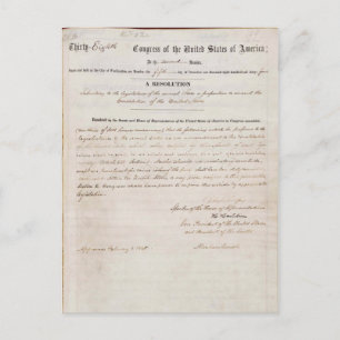 Carte Postale 13e amendement de la Constitution des États-Unis