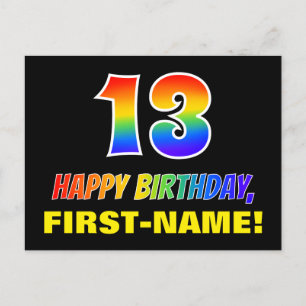 Carte Postale 13e anniversaire : Bold, amusant, simple, arc-en-c