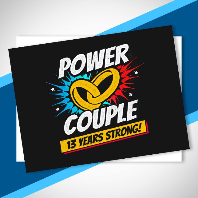 Carte Postale 13e anniversaire de mariage Couples 13 ans forts (Créateur téléchargé)