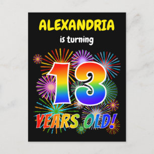 Carte Postale 13e Anniversaire - Feux d'artifice amusants, "13" 