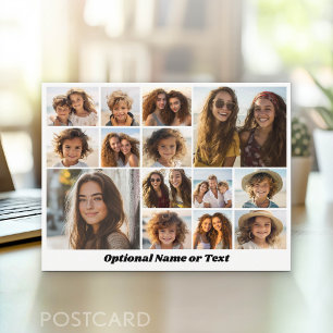 Carte Postale 14 Collage de photos - Moderne Minimaliste Blanc