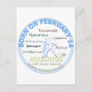 Carte Postale 14 février Anniversaire - Aquarius