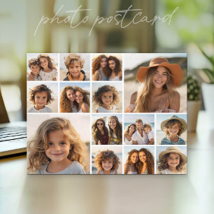 Carte Postale 14 Photo Collage - Moderne Minimaliste Blanc