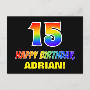 Carte Postale 15e anniversaire : Bold, amusant, simple, arc-en-c