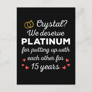 Carte Postale 15ème anniversaire du Mariage I - Crystal Funny Co
