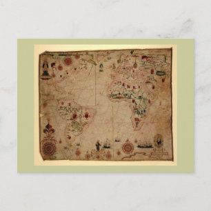 Carte Postale 1633 Atantic Ocean Portolan Chart - Pascoal Roiz