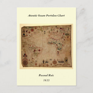 Carte Postale 1633 Atantic Ocean Portolan Chart - Pascoal Roiz