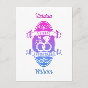 Carte Postale 16 ans 16e anniversaire de mariage