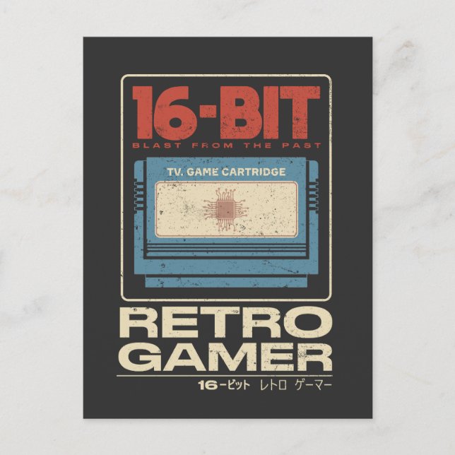 Carte Postale 16-bit Retro Gamer  (Devant)