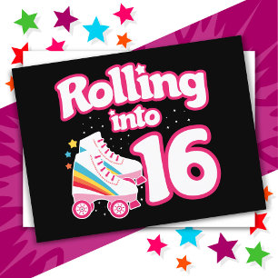 Carte Postale 16e anniversaire Roller Patinage 16 ans