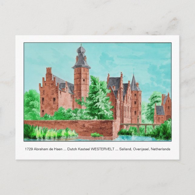 Carte Postale 1729 A. de Haen Dutch Kasteel WESTERVELT... (Devant)