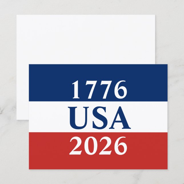 Carte Postale 1776 États-Unis 2026 Bleu Blanc Rouge Patriotique (Devant / Derrière)