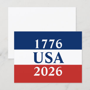 Carte Postale 1776 USA 2026 Rouge Blanc et Bleu Patriotique