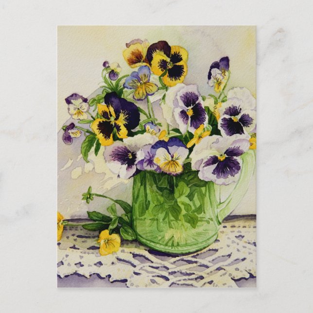 Carte postale 1794 Pansies en verre vert (Devant)