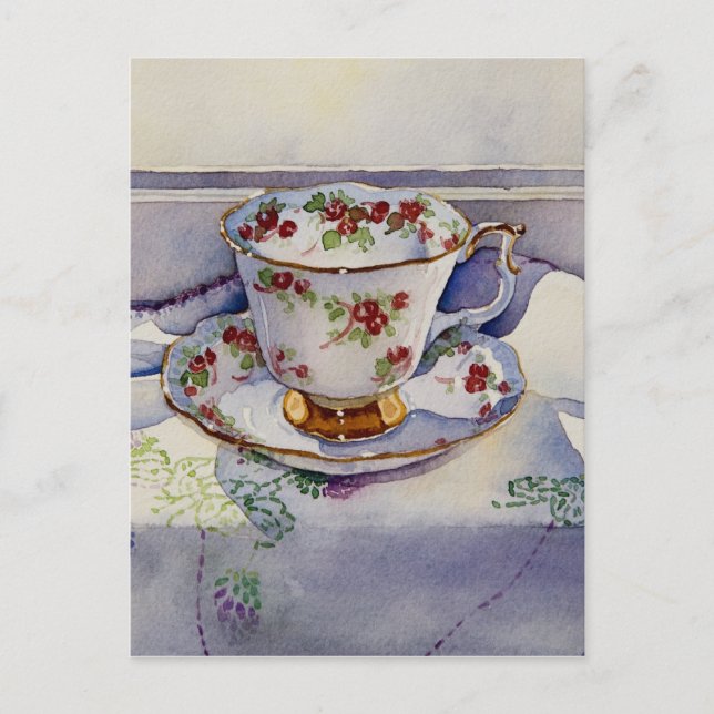 Carte Postale 1799 Teacup on Linen Postcard (Devant)