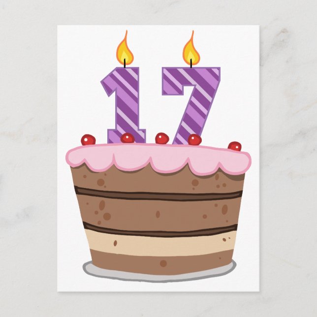 Carte Postale 17 ans sur le gâteau d'anniversaire (Devant)